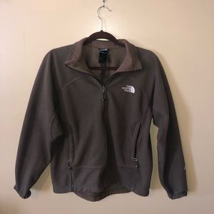 Brown North Face zip up jacket small